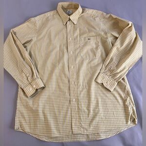 Lacoste Shirt Mens Large Size 42 Button Down Yellow Plaid Croc‎ Logo Preppy